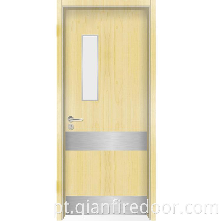 escritório principal hospital de madeira frente impermeável porta pvc sólida emoldurado portas de vidro